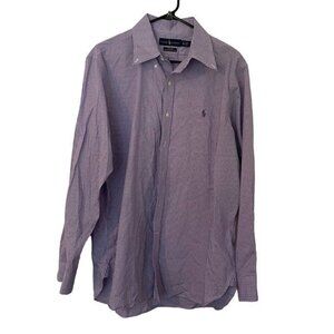 Mens Ralph Lauren Shirt Long sleeve Size 34/35 - 16.5" Purple/White Checker